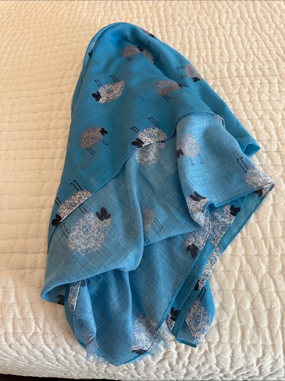 Blue Sheep Print Lightweight Scarf